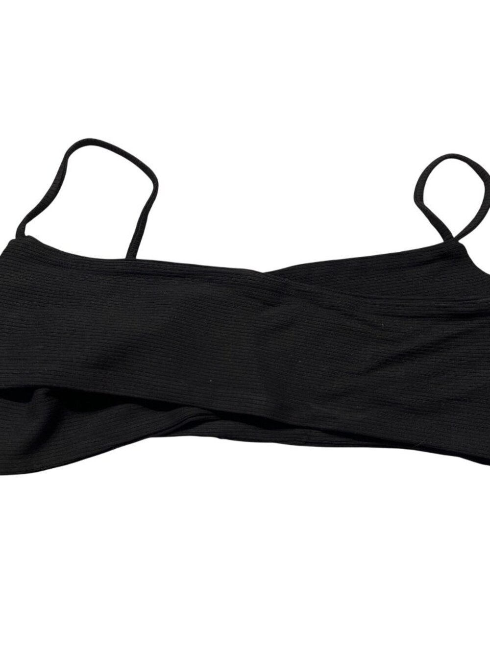 Naked Wardrobe Black Ribbed Criss-Cross Crop Tank Bra L NWOT